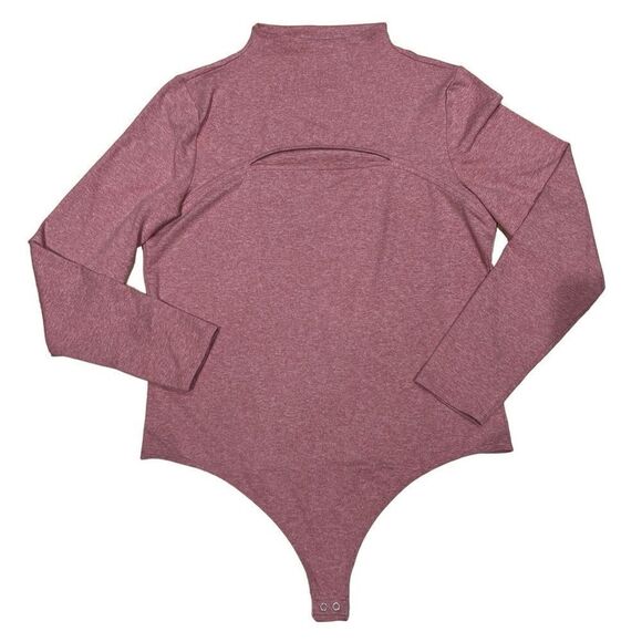 Express mock neck cut out long sleeve body suit mauve thong size XL - Picture 13 of 14